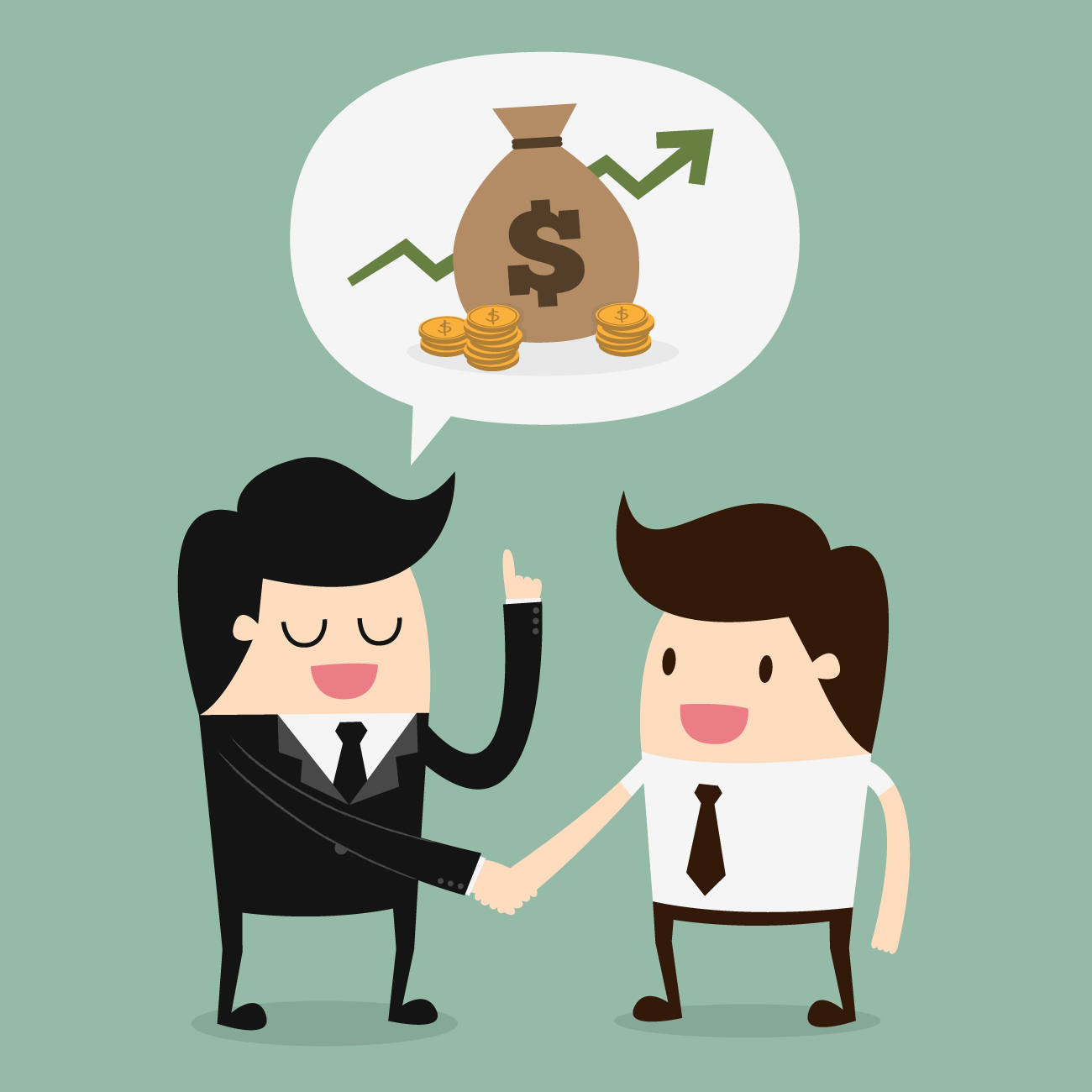 Handshake over cash, representing a funding broker introduction
