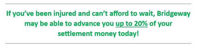Bridgeway may be able to advance you 10-20% of your lawsuit settlement today. The is no cost to apply and no obligation to accept the funding offer.